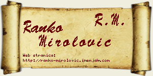 Ranko Mirolović vizit kartica